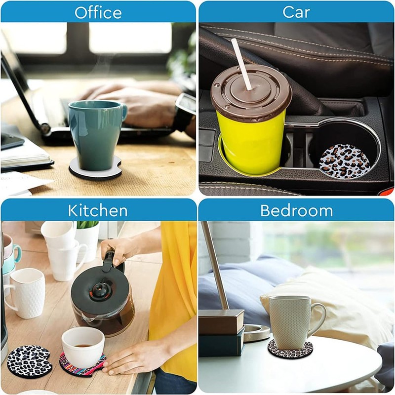 100 pcs Sublimation Coasters Blanks,Absorbent Neoprene Fabric Coasters Car Cup