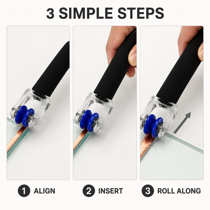 Dual Spring Roller Foil Crimper Burnisher Tool for Stained Glass