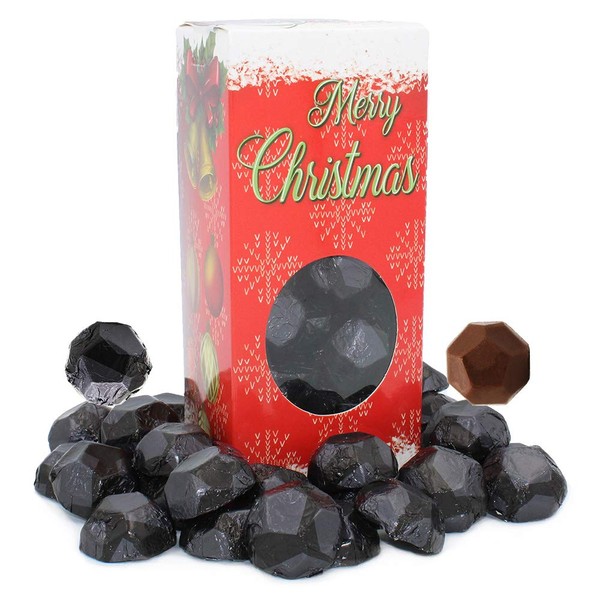 Christmas Coal Chocolate Milk Double Crispy Coal, Party Bag Fillers, Individually Wrapped Foils, Kosher Certified (45 Count (1 Pound))