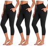 NEW YOUNG 3 Pack Capri Leggings for Women with Pockets-High