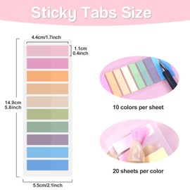 Hanyousheng 2400 Pcs Sticky Tabs, 12 Sheets Book Tabs, Index Tabs, Colorful Page Markers Tabs, Sticky Tabs Page Markers, Annotation Tabs for Reading Notes, Books, Classify Files, Office Supplies