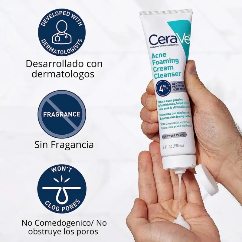 CeraVe Cleanser Espuma Limpiadora para Acné 150 ml | Control