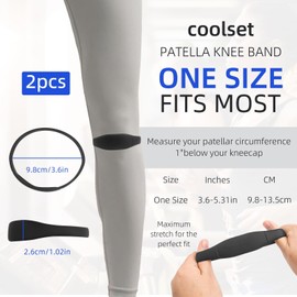 Asofelk 2PCS Black Patellar Tendon Support Straps for Basketball, Comfortable Silicone Knee for Sports Lovers, Running, Volleyball, Tennis, Squats, Hiking
