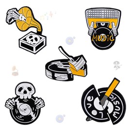 JHCHUYI Music Tape Badge Pins, Funny Enamel Pins, Cute Cartoon Enamel Lapel Pins, Cool Backpack Pins, Suitable For Bags, Hats, Clothes, Daily Decorations And Party Gifts, 5.4*3.5*0.4inch, Zinc, no