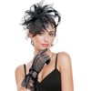 TOEECY 3 Stück Set Fascinator Hüte Fäustling für Damen Pillbox