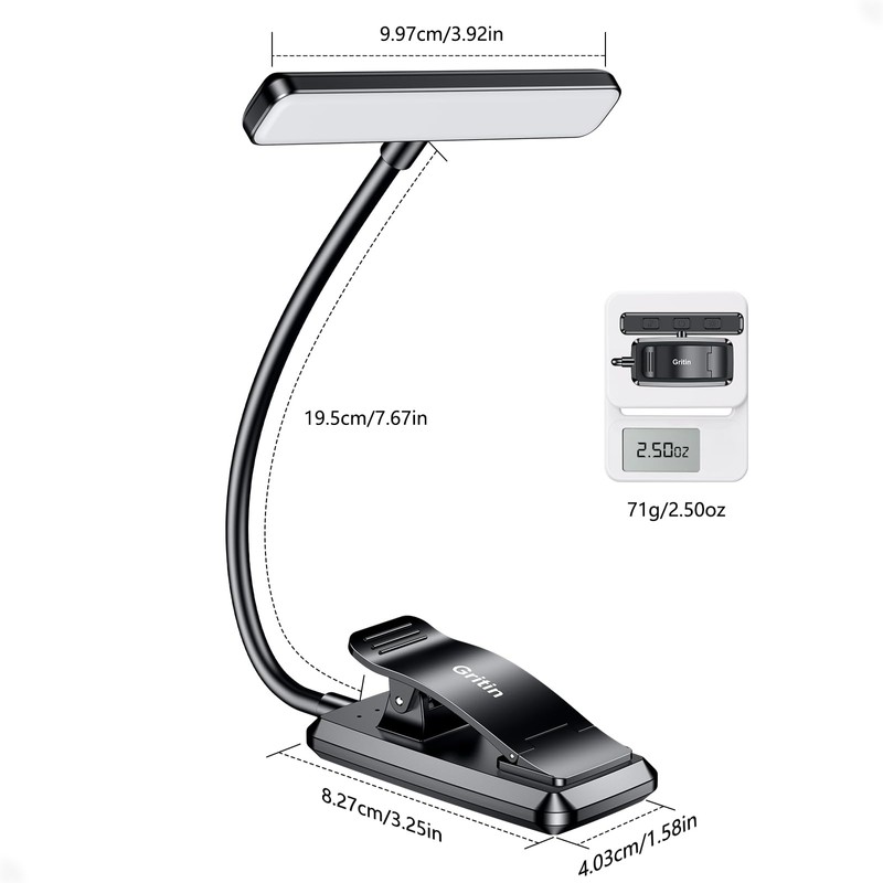 Gritin 19 LED Rechargeable Book Light for Reading in Bed