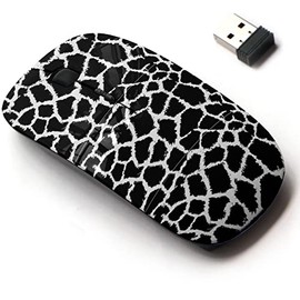 2.4G Wireless Mouse with Cute Pattern Design for All Laptops and Desktops with Nano Receiver - Giraffe Skin Animal