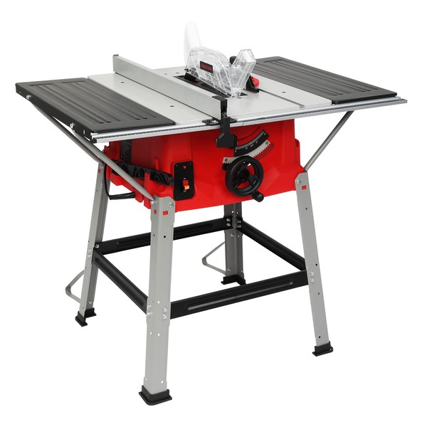 TUFFIOM 10inch Table Saw w/Port for Connecting Dust Collector, Portable Benchtop Table Saw w/ 60T Blade, Stand & Push Stick, 5000RPM, Adjustable Blade Height, 90°Cross Cut & 0-45°Bevel Cut