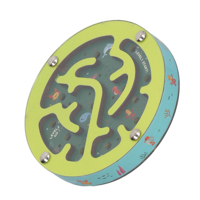 Balance Maze Game Double Sided Educational Round Portable Wooden Ball