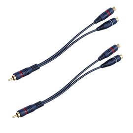 LOYELEY RCA Male to 2RCA Female RCA Male to 2RCA Female 2 Pack Gold Plated Video Audio Y Type RCA Audio Cable Mono to Stereo Video Splitter Cord for Car Monitor, Car Navigation, Rear Monitor,