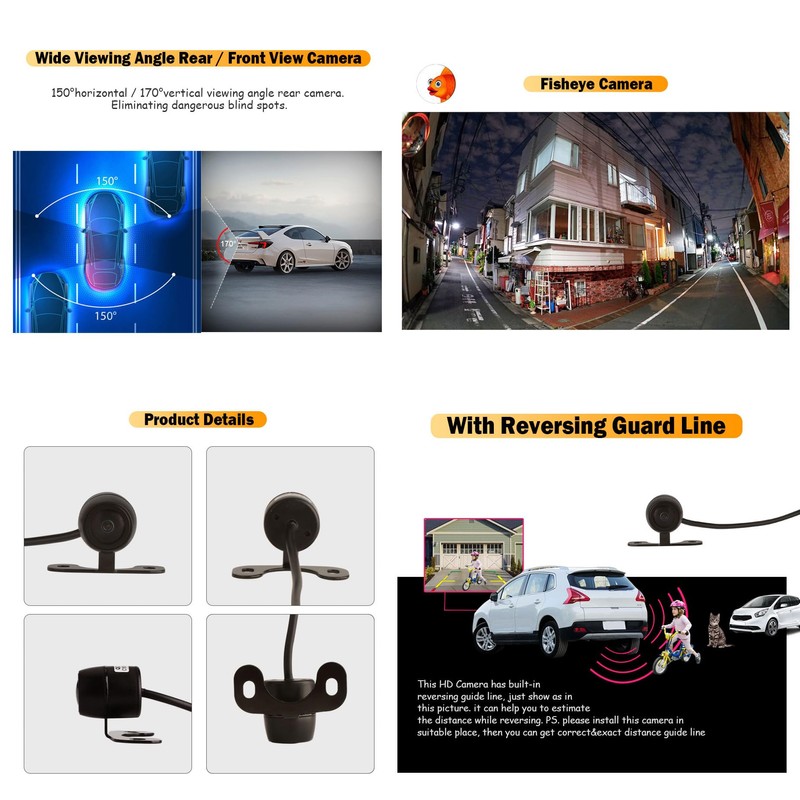 ERISIN ES680 Universal Mini AHD/CVBS Rear View Camera, IP68 Waterproof
