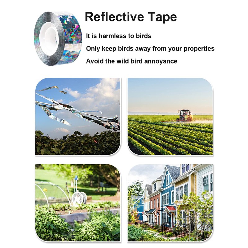 SUJAYU Bird Scare Tape, 1''x260FT Double Sided Repellent Deterrent Reflective