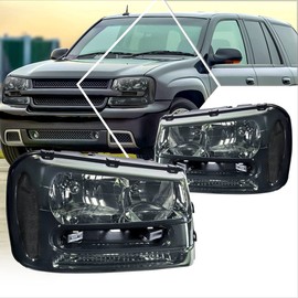 PM PERFORMOTOR 2Pcs Headlights Assembly Compatible with Chevy Trailblazer EXT 02-09 | Headlamps with Clear Corner