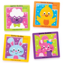 Baker Ross AW209 Easter Buddies Sliding Puzzles (Pack of 4) For Kids Easter Party Bag Fillers or Gift Ideas