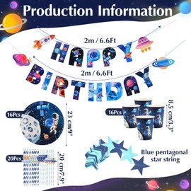Space Decoration Planet Birthday Decoration, Space Children's Birthday Decoration Balloons, Paper Plate, Paper Cup, Happy Birthday Banner for Children, Boys, Girls