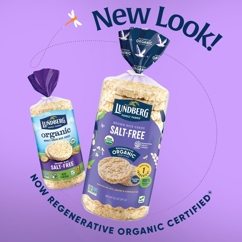 Lundberg Organic Brown Rice Cakes, Salt-Free, Gluten-Free, Vegan, Healthy Snacks,