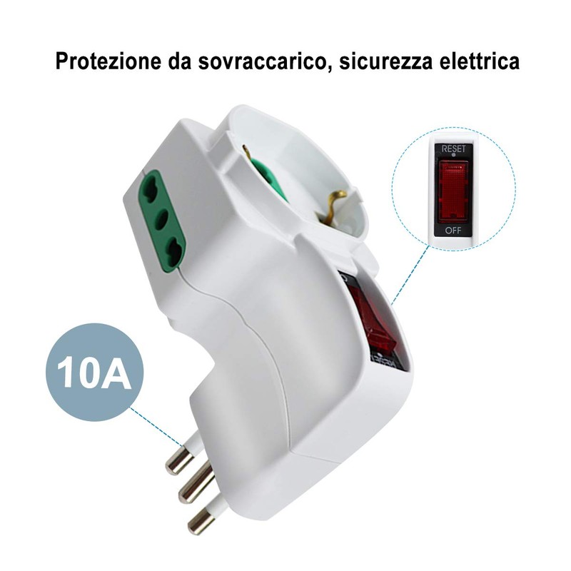 EXTRASTAR 2 x Italian 10/16 A Triple Socket Adapter with