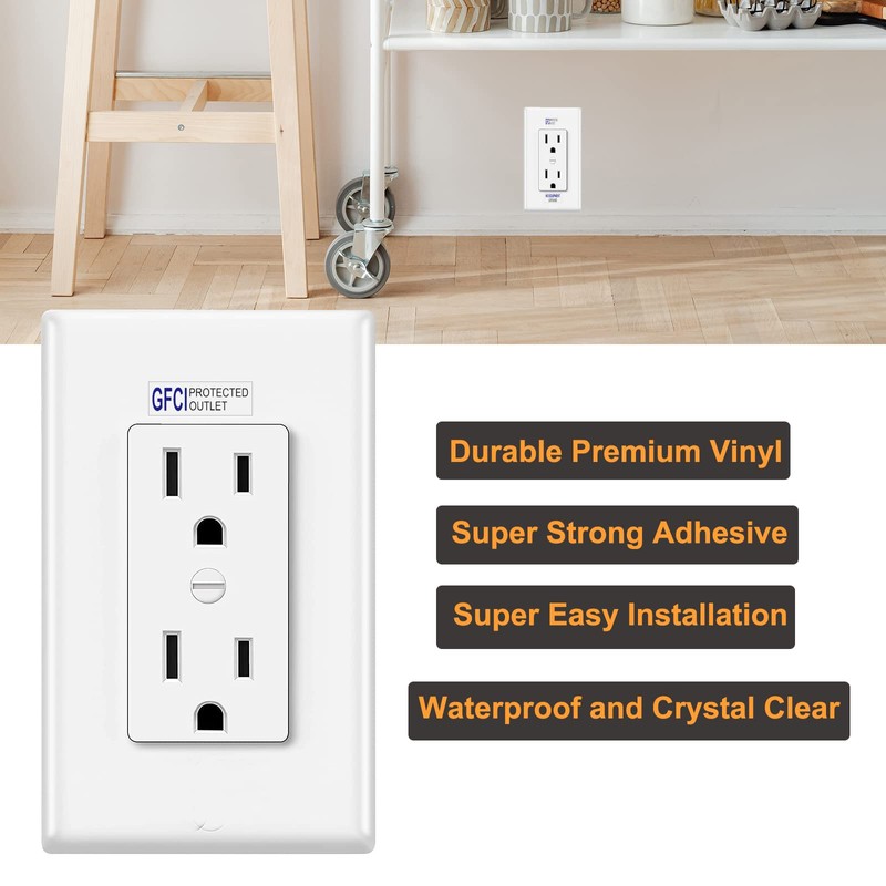 GFCI Protected Outlet Receptacle Plates Label Sticker Decal Blue Print