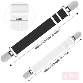 TRKETK 6 Pcs Bed Sheet Clips Set Adjustable Bed Sheet Straps Elastic Sheet Clips with Elastic Bands Bed Sheet Fasteners for Bedding Grippers to Keep Your Sheets in Place(2 Colors)