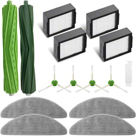 Ersatzteile für IRobot i5, i5+, j5, j5+ Roomba Combo Saug- und Wischroboter Zubehör mit 4 Mop-Pads/ 2 Gummibürsten/ 4 Seitenbürsten/ 4 HEPA-Filter/ 1 Reinigungswerkzeug 15-tlg.