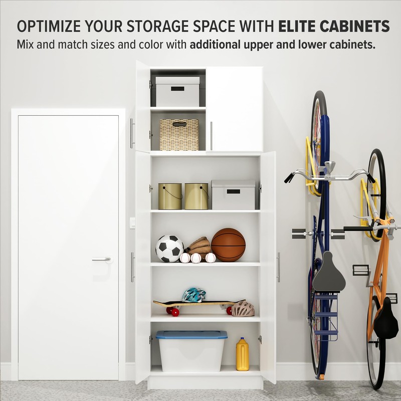 Prepac White Cabinet: Elite Wall Cabinet, WEW-3224 Garage Cabinet with