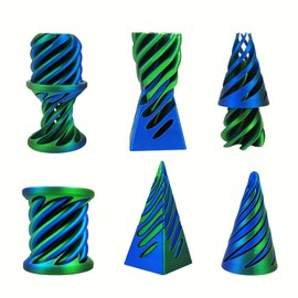 ASQzhuLIWing 3pcs Impossible Cone 3D Printed Spiral Conical Fixed Toy Suitable for Desktop Decoration Children Adult Blue Green