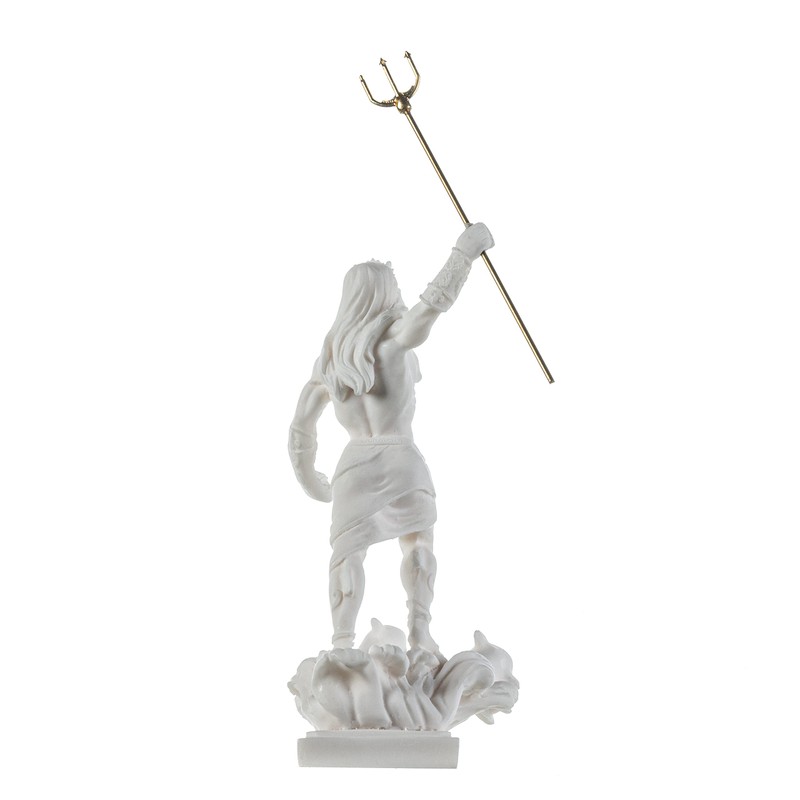 BeautifulGreekStatues Poseidon Greek God of The Sea with Trident Alabaster