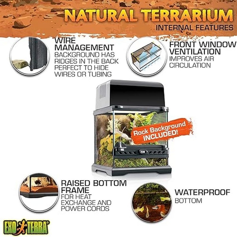 Exo Terra Glass Terrarium Kit, for Reptiles and Amphibians, Nano,