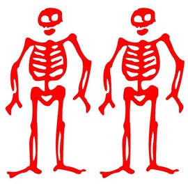 Auto Vynamics - PPFS-JR04-20-GRED - Gloss Red Vinyl Jolly Roger Pirate Flag Symbol Decal - Edward Ned Low (Lowe/Loe) Skeleton Design - Matching Pair - (2) Piece Kit - 10.125-by-20-inches