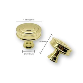 khtumeware 10-Pack Polished Brass Heavy Duty Solid Cabinet Knobs unlacquered Brass Cabinet Knobs for cabinets Dressers Gold Cabinet Knobs cabinets