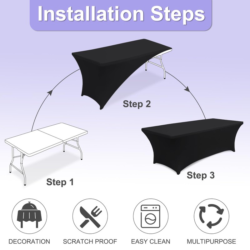 ABCCANOPY 4 Pack 8 ft Spandex Tablecloths Stretch Table Cover