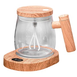Automatic coffee cup，Rechargeable Glass Self Mixing Cup With Lid and Warming Coaster, 400ml Self Mixing Cup For Home/Travel/Office, Suitable For Coffee/Protein Powder Electric Coffee Cups
