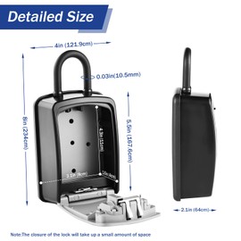 Iron Lock® XXL Key Lock Box Portable and Wall Mounted with Removable U-Shackle Waterproof Indoor Outdoor 4 Digit Combination with Resettable Code with A B Switch Extra Large Key Lockbox Outside