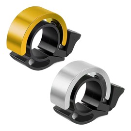 2 PCS Bike Bell Bicycle Bells, Invisible Road Mountain Bike Bells Fits 2.2cm/0.87in Handlebars, Aluminum Alloy Mini Bicycle Bell Horn with Loud Crisp Clear Sound for Adults Boys Girls (Gold, Silver)
