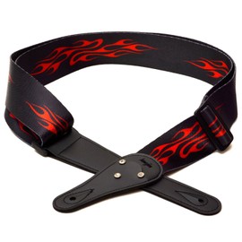 Elagon (RFD) Red Flamed Guitar Strap for Electric, Acoustic and Bass Guitar.