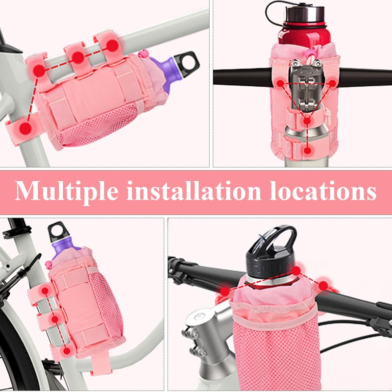Janety Bottle Holder Bicycle, Bicycle Drink Holder with Mesh Pocket
