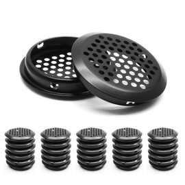Cjueiom 30PCS Air Vent Louver 53mm Round Ventilation Grilles, Stainless Steel Mesh Hole Vent Circular Soffit Vent Cover, Black Wardrobe Vent Shoes Cabinet Vent for Bookcase Cupboard Drawer Bathroom
