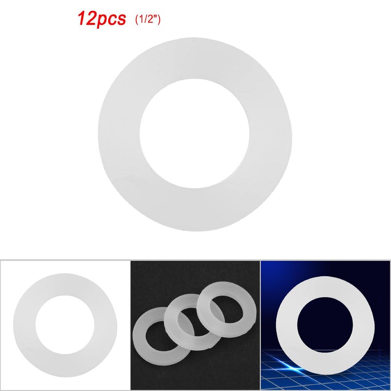 Silicone Flat Gasket White Sealing Washers for Bellows Hoses 12pcs