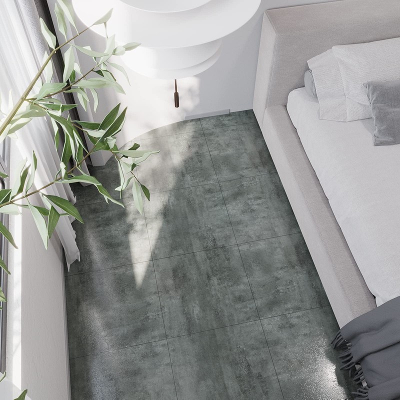 VEELIKE 4 Pack Grey Concrete Peel and Stick 12''x12'' Vinyl
