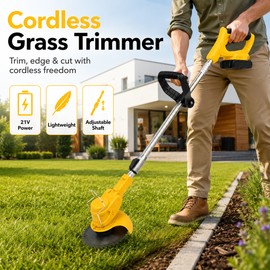 Cordless Grass Trimmer for Lawn Care – 21V 3-in-1 Lightweight Edger & Brush Cutter for Yard Cleanup