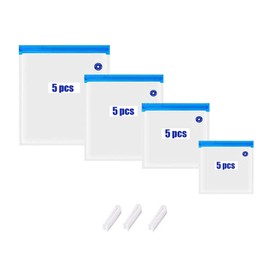 20 PCS Vacuum Sealer Storage Bags with 3 sealing clips, Reusable Vacuum Food Sealer Bags, 4 Sizes BPA-Free Sous Vide Bag Kit, Dry and Moist Food Preservation