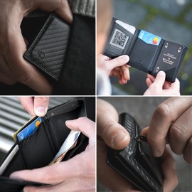 DONBOLSO NextGen Slim Wallet with Coin Compartment, RFID Protection Wallet, Cardholder for up to 11 Cards, Mini Wallet for Men and Women, Carbon