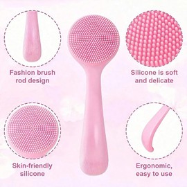 4 pcs Silicona Cepillos Limpieza Facial Manual, Cepillo Exfoliante de Silicona de Doble Cara,Con Mango Cepillo Facial Limpiador Exfoliante Cepillo Para Limpieza Poros Para Todo Tipo Piel