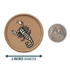 Silver Scorpion Patrol Patch - 2" Diameter Round Embroidered Patch (Hook & Loop Fastener)