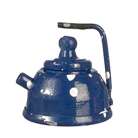 Melody Jane Dollhouse Blue Spot Kettle Metal Kitchen Accessory Miniature 1:12 Scale