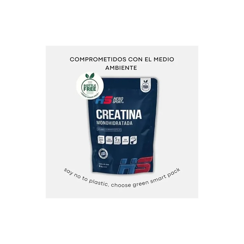 Creatina Monohidratada 1 Kg 200 Servicios Hero Sport Sabor Sin