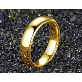 Rings for Women Men High Polished Band Thumb Stackable Ring Comfort Fit,Plain titanium steel couple ring (Golden, 8)