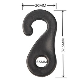 Camping Snaps Hooks Plastic Buckles, 6.5mm Hole Clip Accessories for Tent Canopy, Black Pack of 10