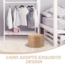 BESPORTBLE Natural Braided Pouffe, Handmade Braided Jute Pouffe Foot Stool Natural Seagrass Foot Stool, Boho Style Modern Non Crease Pouffe for Living Room & Bedroom (29.5cm Diameter）