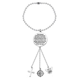 BAUNA Guardian Angel Cross Car Charm for Rearview Mirror Window Hanging Ornaments Car Pendant for Truck Drivers